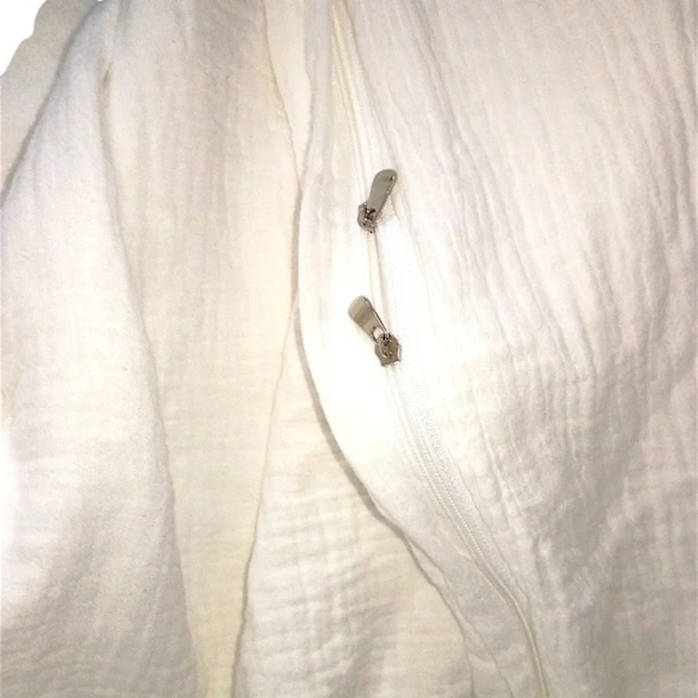 White Muslin Duvet Cover Queen 90x90 100% Cotton Textured‎ Gauze Zipper Closure